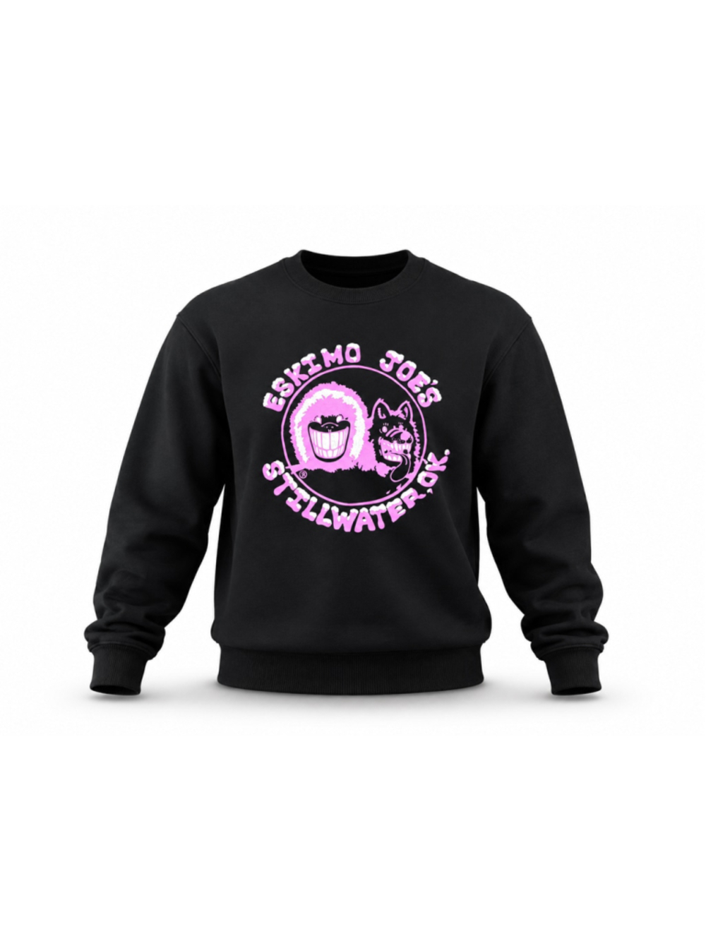 Eskimo Joe’s Stillwater OK Black Pink Crewneck Sweatshirt Women’s M Gildan - Picture 1 of 9
